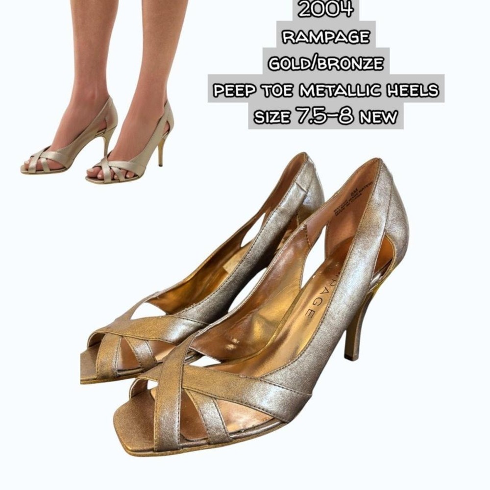 Vintage Y2K Rampage Bronze Metallic Heels 🥂